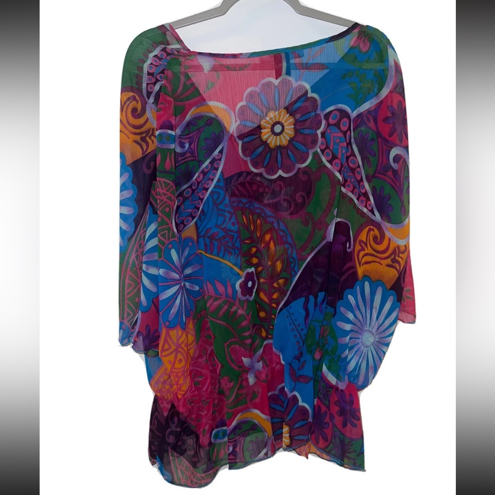 Ashley Stewart Size 14/16 Sheer Abstract Multicolor Top - Picture 2 of 2